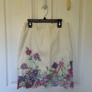 Vintage Y2K Embroidered Linen Mini Skirt